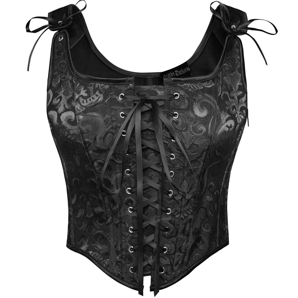 7529 Black Corset Top Lace Up Fishbond Bustier Shapewear Tops Black